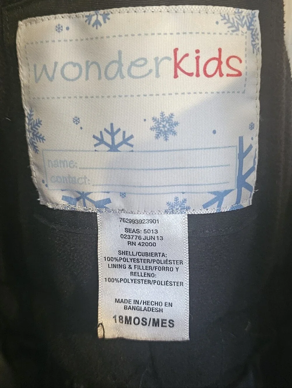 Wonder Kids Black 18mos Snow Bibs Overalls